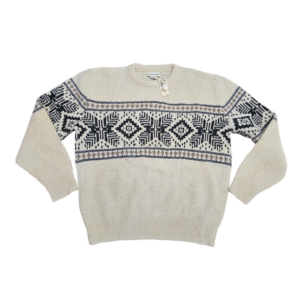 Vintage Potomac‎ Collection Nordic Fair Isle Sweater Cream Black Brown